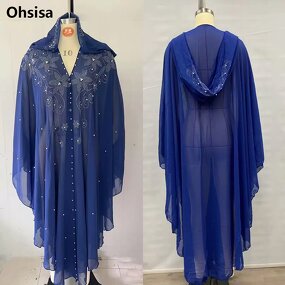 Muslim Cape Dress Manufacturer - Hot-Stamped Rhinestone Polyester Shawl Hooded