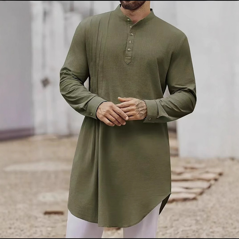 Muslim Long Shirt Manufacturer - 2025 Button Linen Hemp for Men Middle East Arab