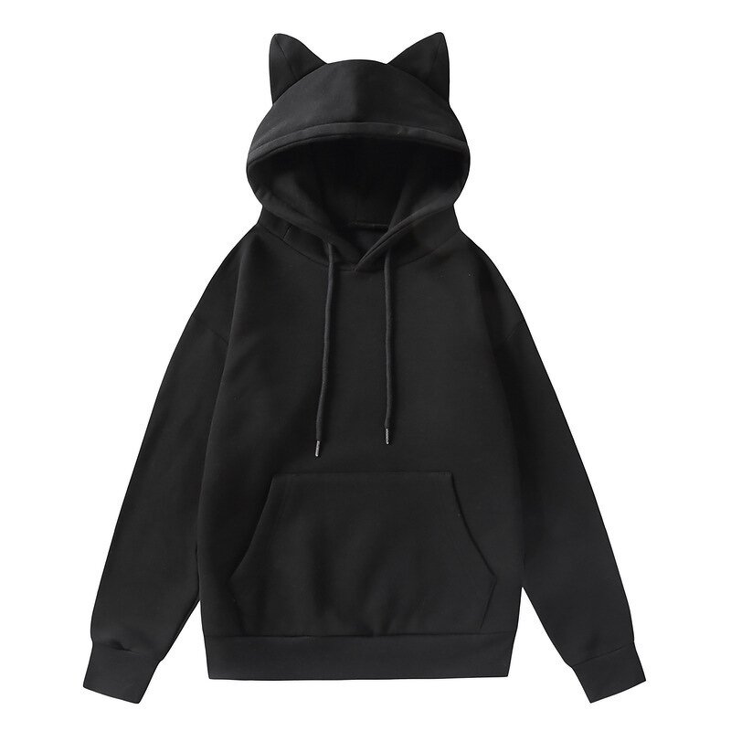 Women's Hooded Cardigan Manufacturer - Cat Ears Pockets Long Sleeve Casual Fleeces