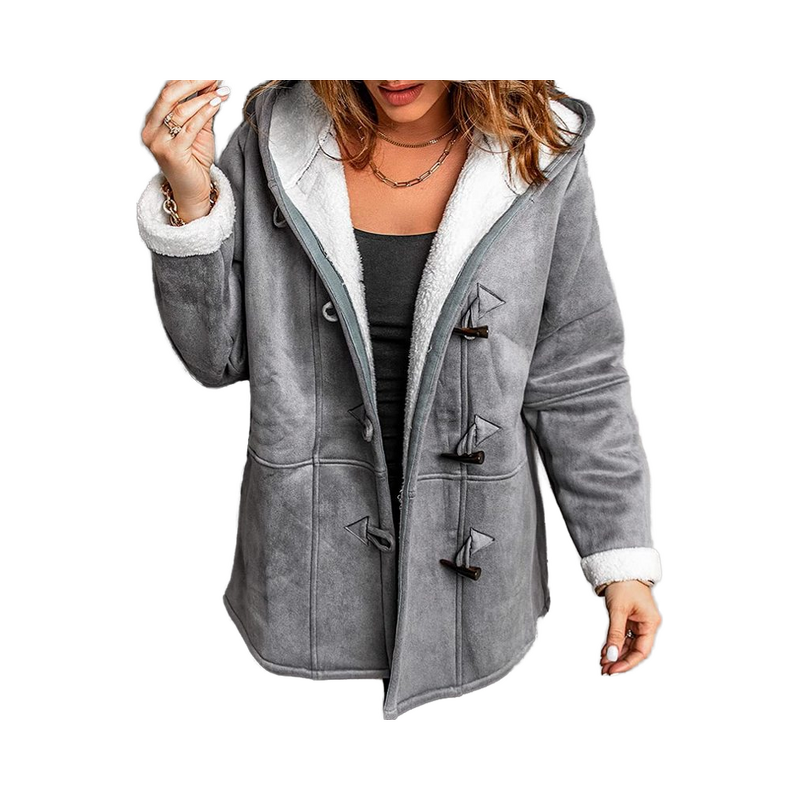 Plush Coat Manufacturer - Suit Collar Double Breasted Medium Length Warm Casual