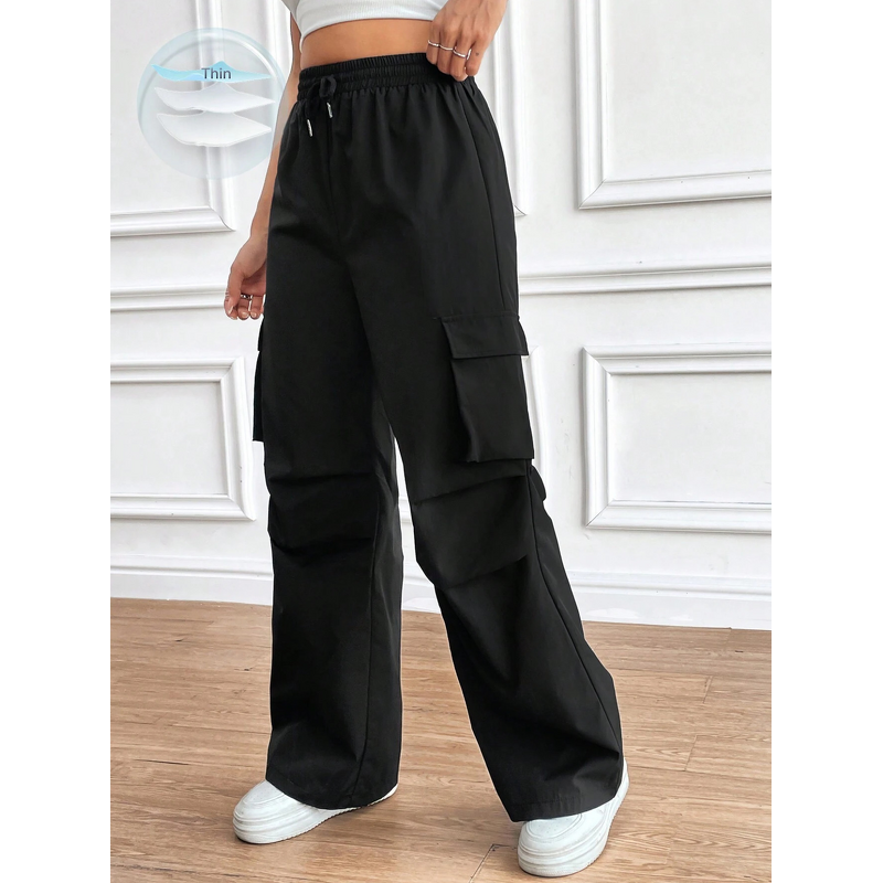 Women's Workwear Pants Manufacturer - High Waist Wide Leg Multiple Pockets Casual