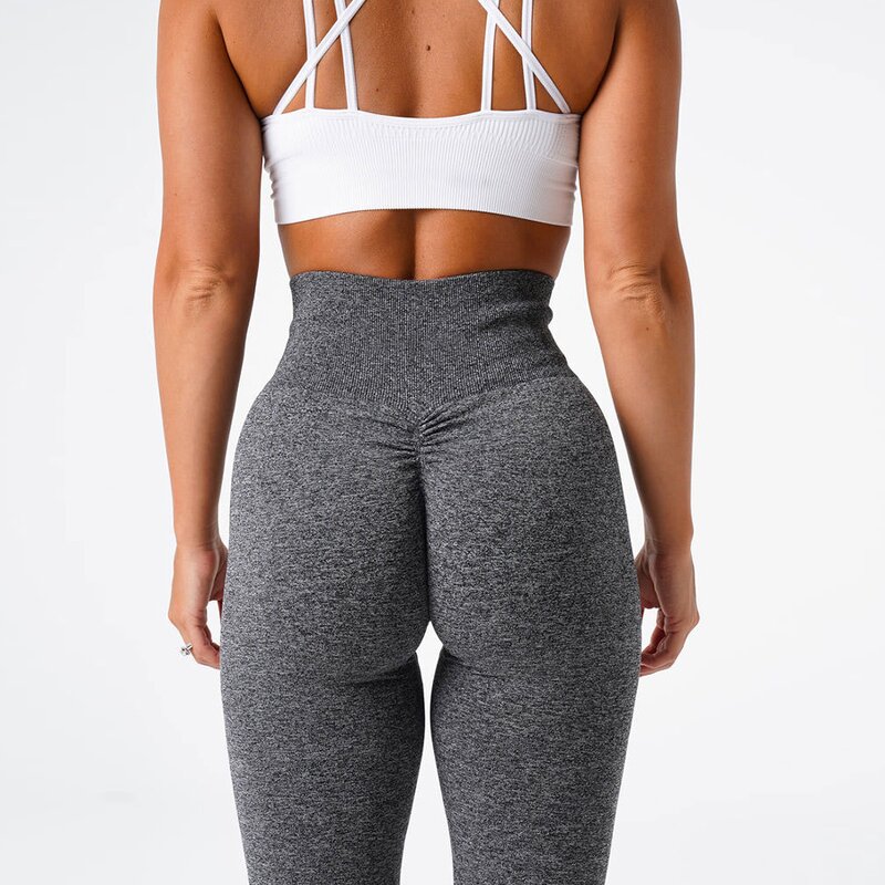 Women's Yoga Pants Manufacturer - 2024 Solid Color Hip Pleated Seamless Leggings Slim