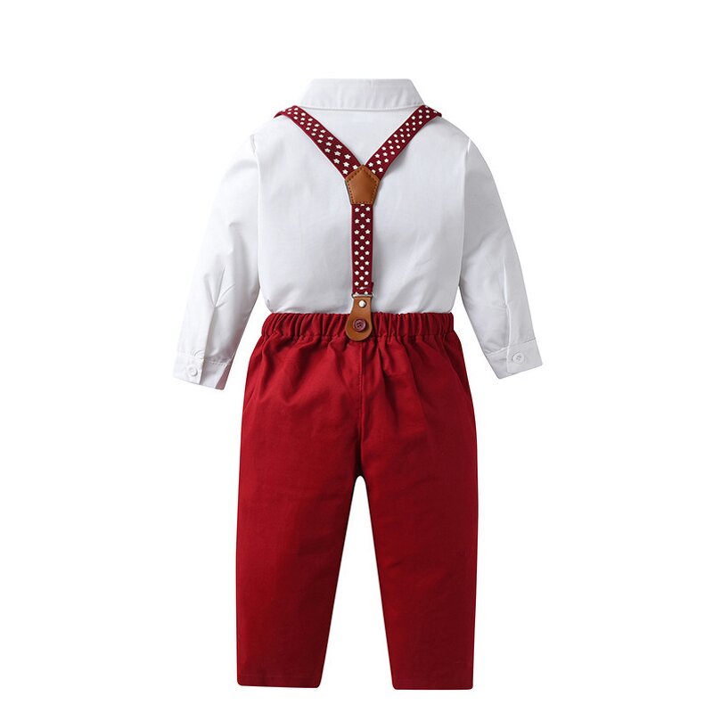 Boys' Formal Set Manufacturer - Bow Tie Shirt Pants 2 Piece Suspender Trousers Gentleman