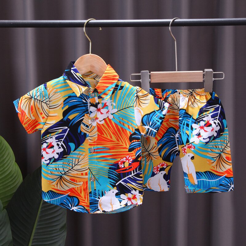 Boys' 2-Piece Set Manufacturer - 2024 Summer Short Sleeved Printed Shirt Casual