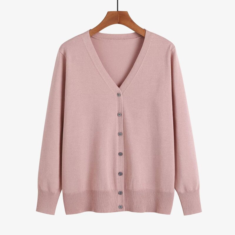 Plus Size Cardigan Manufacturer - Long Sleeved Solid Color Knitted for Women Spring