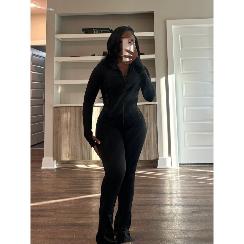 Women's Sports Set Manufacturer - 2025 Sexy Tight Long Sleeve Two Piece
