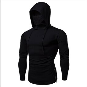 Men's Hooded T-shirt Manufacturer - Slim Fit Solid Color Lapel Fitness Hoodie