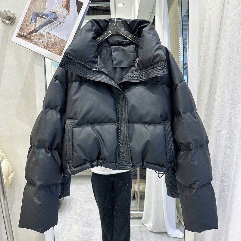 Short PU Puffer Jacket Manufacturer - 2025 Zipper Quilted Winter Warm Thick