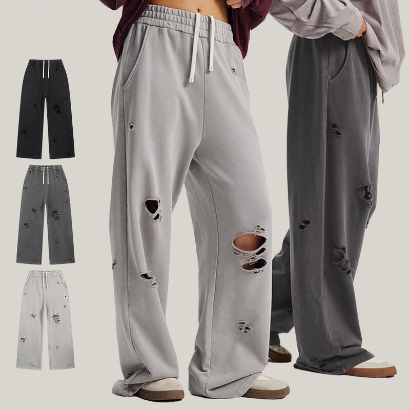 Men's Sports Pants Manufacturer - 2025 Stir Fried Snow Flower Washed Hip Hop 430G