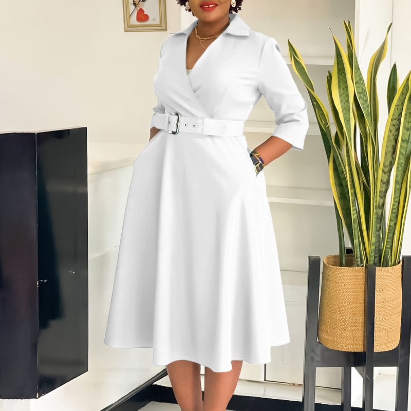 Plus Size Dress Manufacturer - 2025 Pure Color Large Skirt Career for Autumn