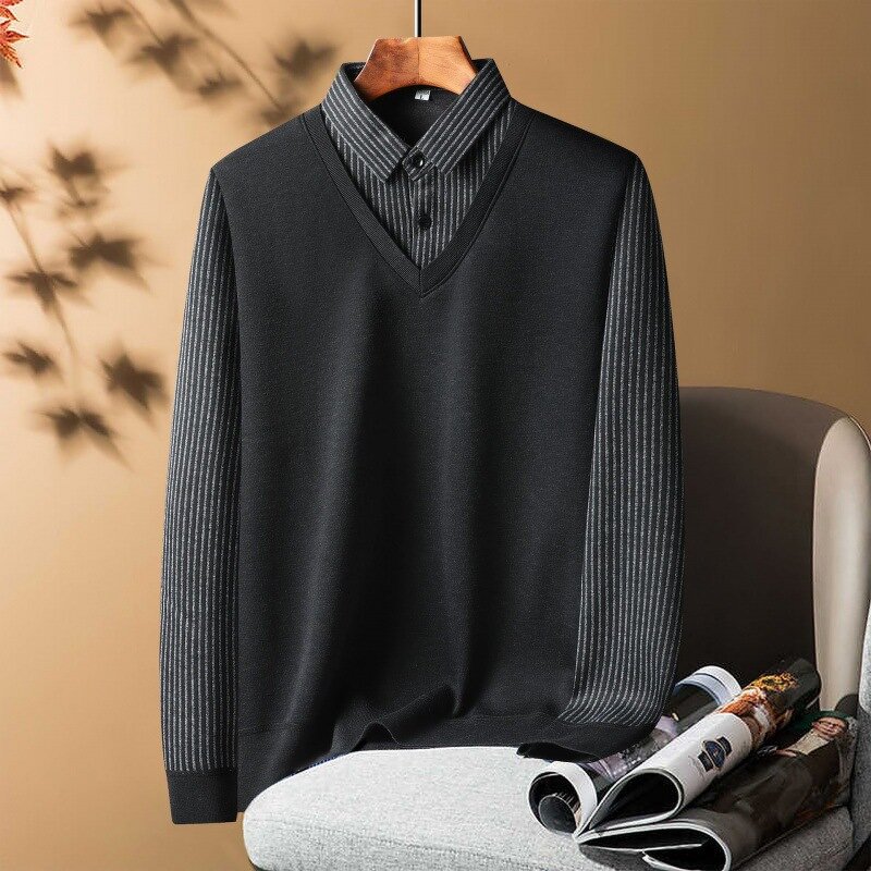 Men's Pullover Sweater Manufacturer - Round Neck Thickened Velvet 100% Polyester Loose Casual