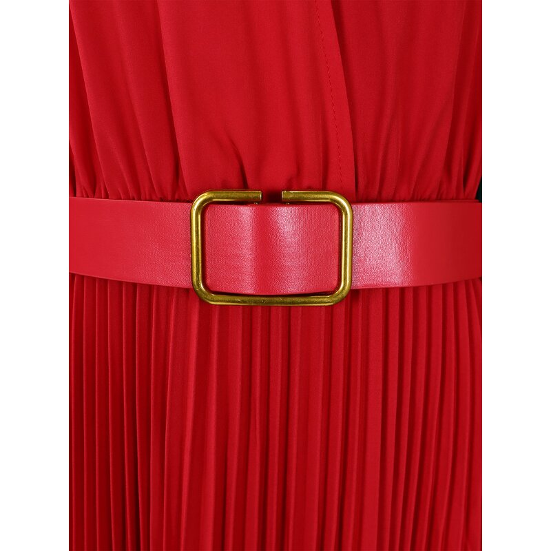 Office Dress Manufacturer - V-neck Long Sleeves With Belt Plus Size Professional