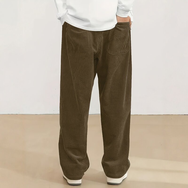 Men's Corduroy Pants Manufacturer - Loose Solid Color Comfortable Long Tether
