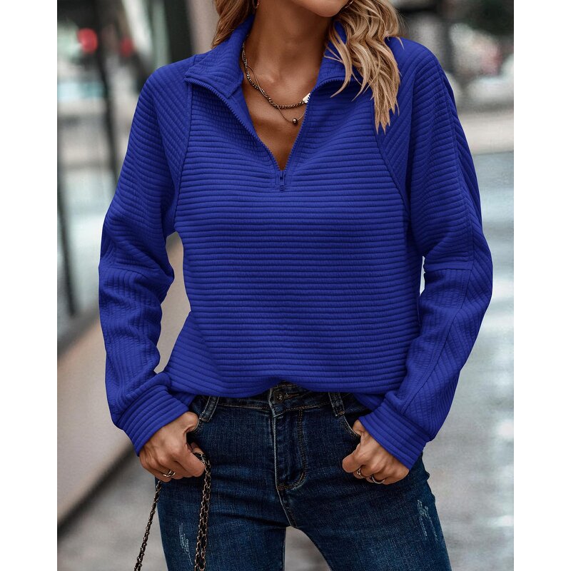 Women's Hoodie Manufacturer - 2024 Stand Collar Zipper Long Sleeve Stitching Casual