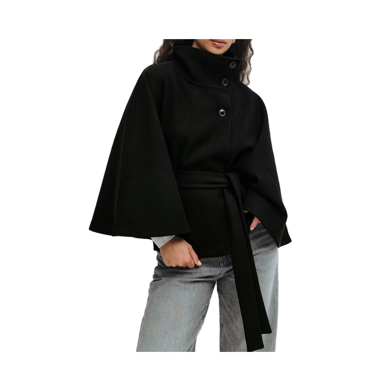 Bat Sleeve Windcoat Manufacturer - Solid Color Stand up Collar Button for Autumn Winter