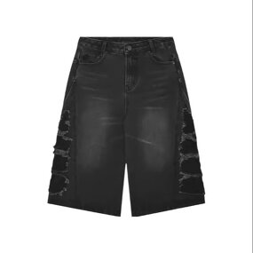 Men's Denim Shorts Manufacturer - Summer Washed Vintage Loose Wide-leg Straight-cut