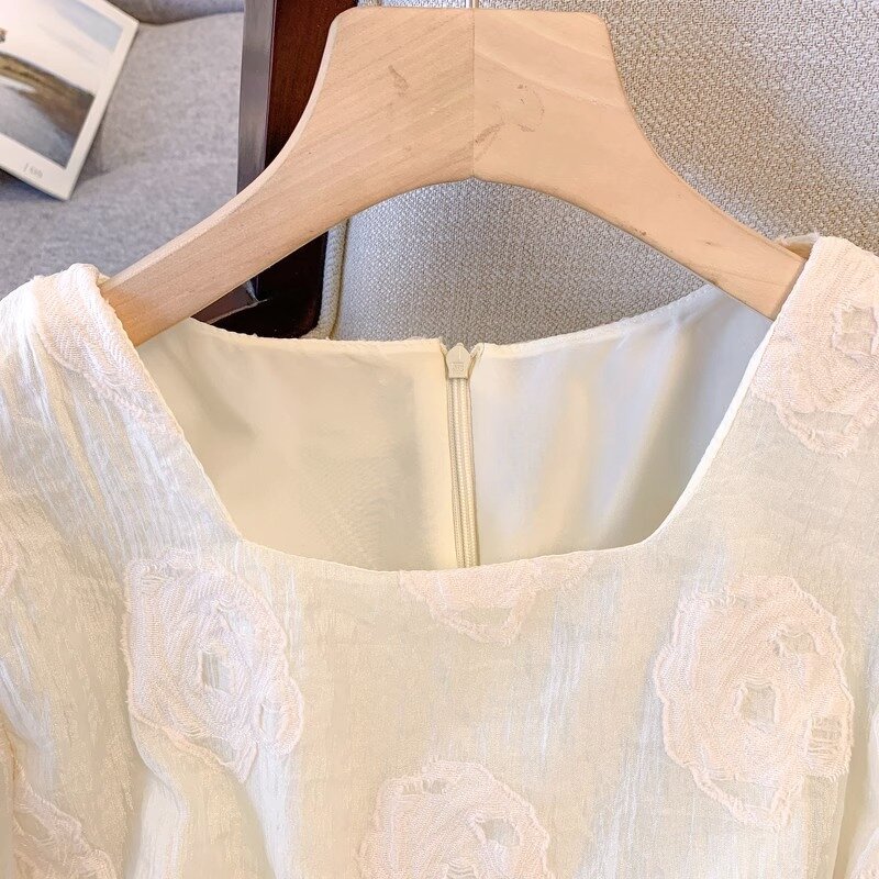 Kids' Chiffon Shirt Manufacturer - Summer Square Collar Bubble Sleeve Short Sleeved Girl