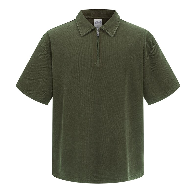 Men's Polo Shirt Manufacturer - Wax Printing Laundry Short Sleeve Street Trendy