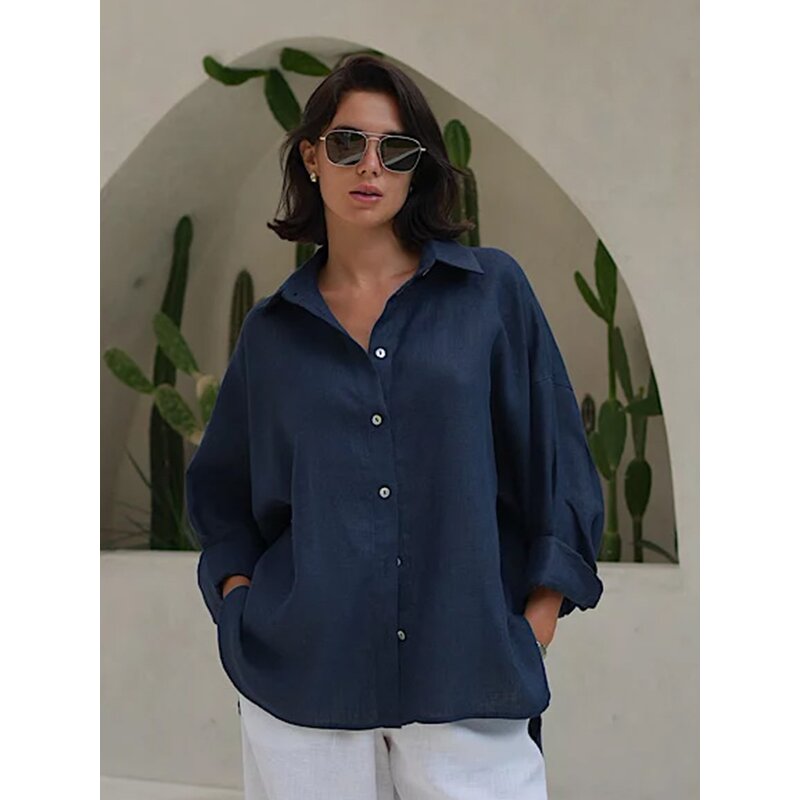 Cotton Shirt Manufacturer - 2025 Button-Collar Long Sleeve 100% Cotton for Women