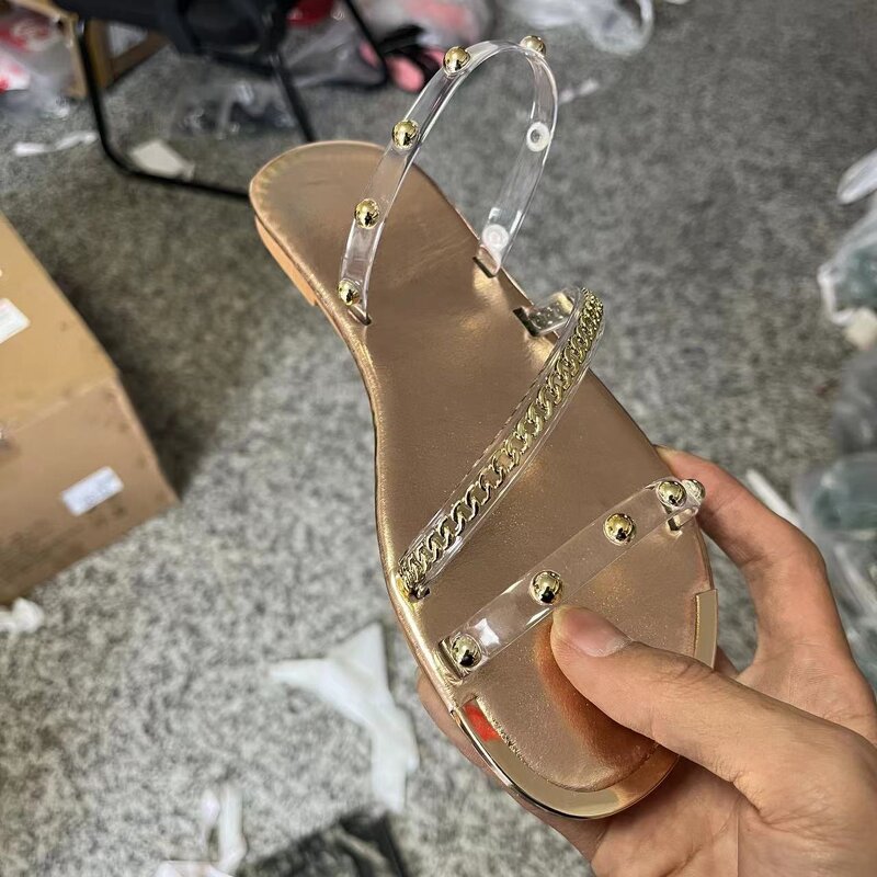 Women's Beach Sandals Manufacturer - 2025 Rivet Strap Round Headed Casual Slippers