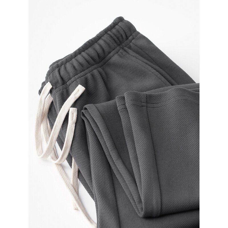 Men's Cotton Pants Manufacturer - 350gsm Twill Straight Wide Leg Sports Elastic Waist