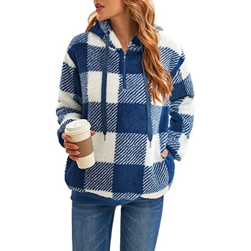 Women's Hooded Sweater Manufacturer - 2025 Long-sleeved Checkered Autumn Winter