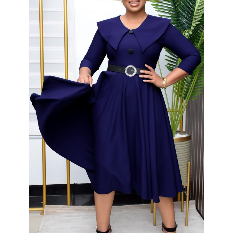 A-Line Dress Manufacturer - 2025 Large Lapel Slim With Belt Plus Size