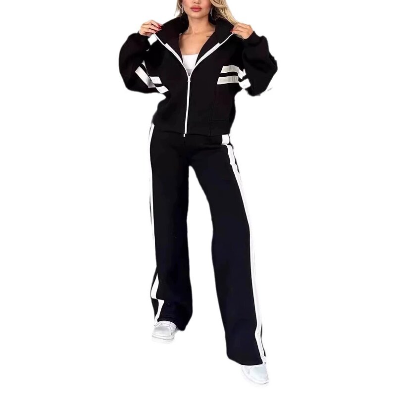 Women's Sports Suit Set Manufacturer - S-5XL Long Sleeve Solid Casual Two-Piece