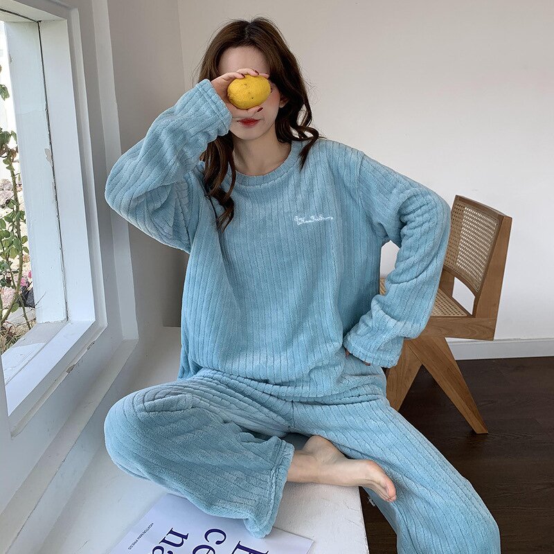 Women's Pajamas Set Manufacturer - 2024 Coral Velvet Long Sleeve Thick Fleece Autumn Winter