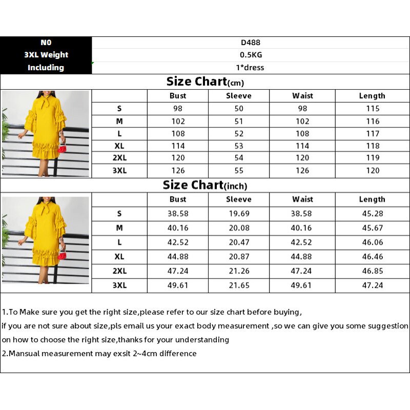 Chiffon Flare Dress Manufacturer - 2025 O-Neck Half-Sleeve Ruffles Plus Size Office