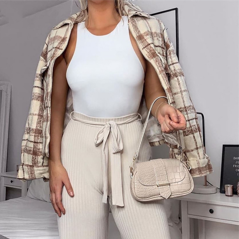 One-Shoulder Bodysuit Manufacturer - 2025 Solid Color Sexy Sleeveless Tight-Fitting