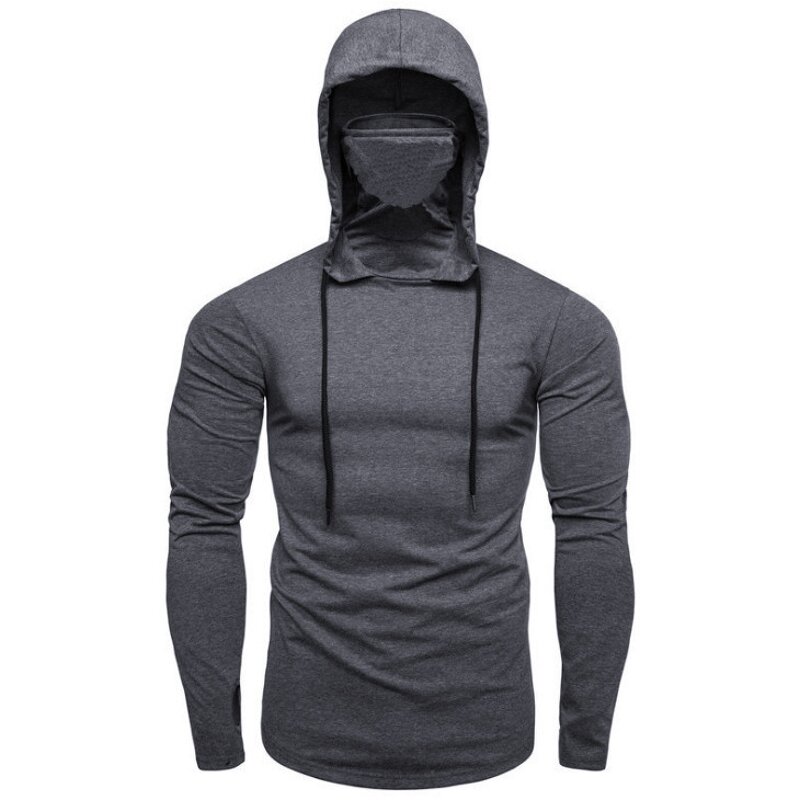 Men's Hooded T-shirt Manufacturer - Slim Fit Solid Color Lapel Fitness Hoodie