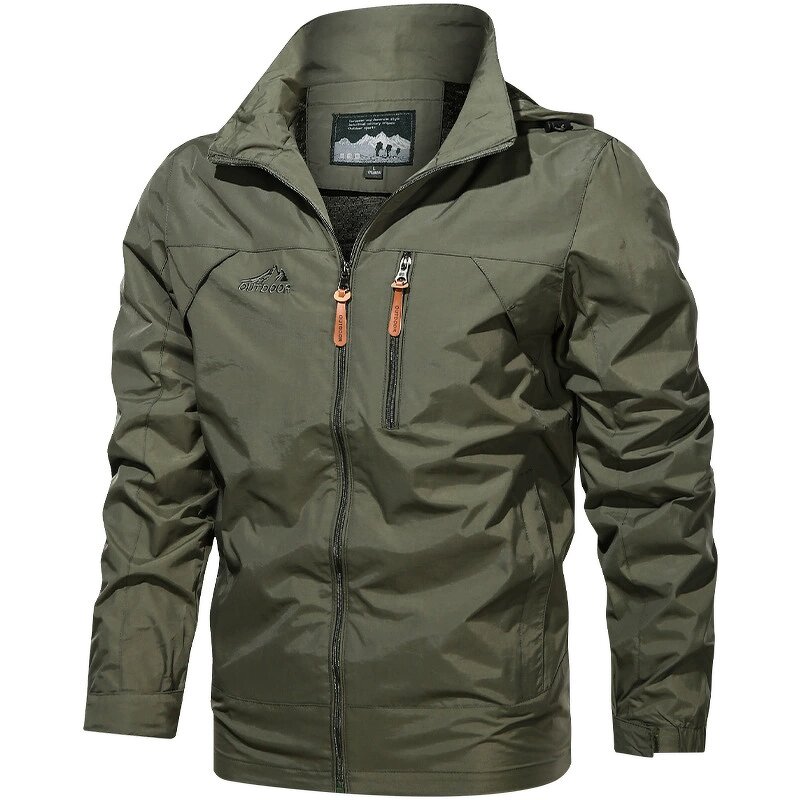 Hooded Jacket Manufacturer - Coated Windproof Loose Casual Zipper Hiking Camping