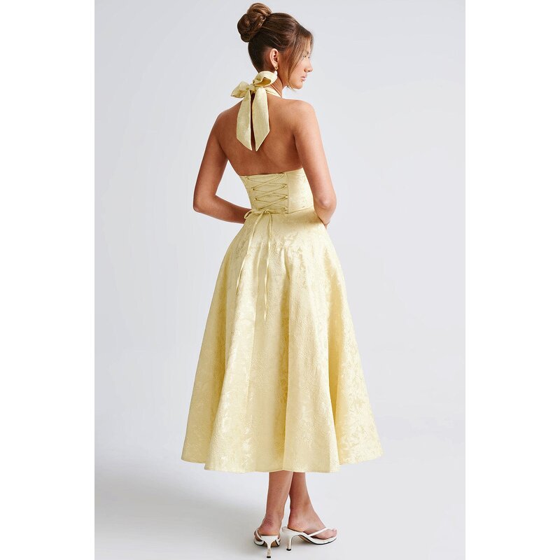 Women's Evening Dress Manufacturer - 2025 V-neck Hanging Neck Sleeveless Bareback Waist