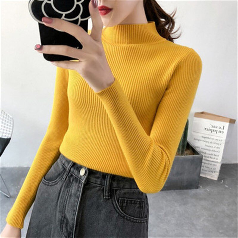 Half High Neck Sweater Manufacturer - Candy Color Inner Layer for Women Autumn