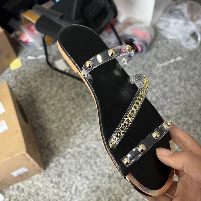 Women's Beach Sandals Manufacturer - 2025 Rivet Strap Round Headed Casual Slippers