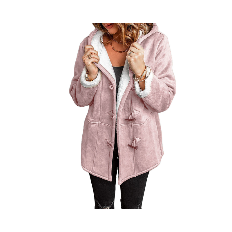 Plush Coat Manufacturer - Suit Collar Double Breasted Medium Length Warm Casual