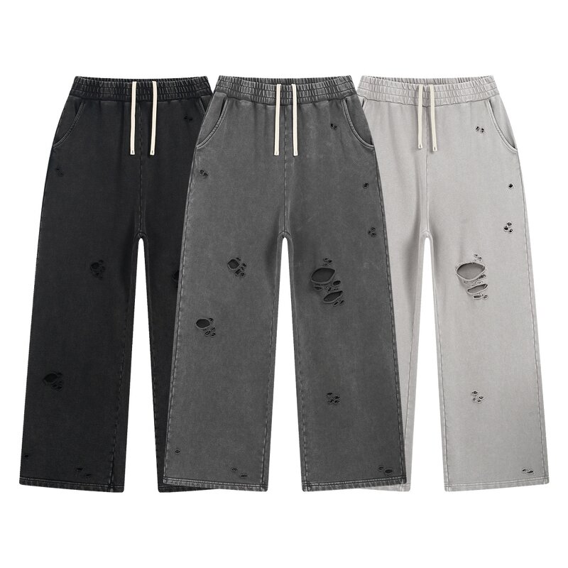 Men's Sports Pants Manufacturer - 2025 Stir Fried Snow Flower Washed Hip Hop 430G