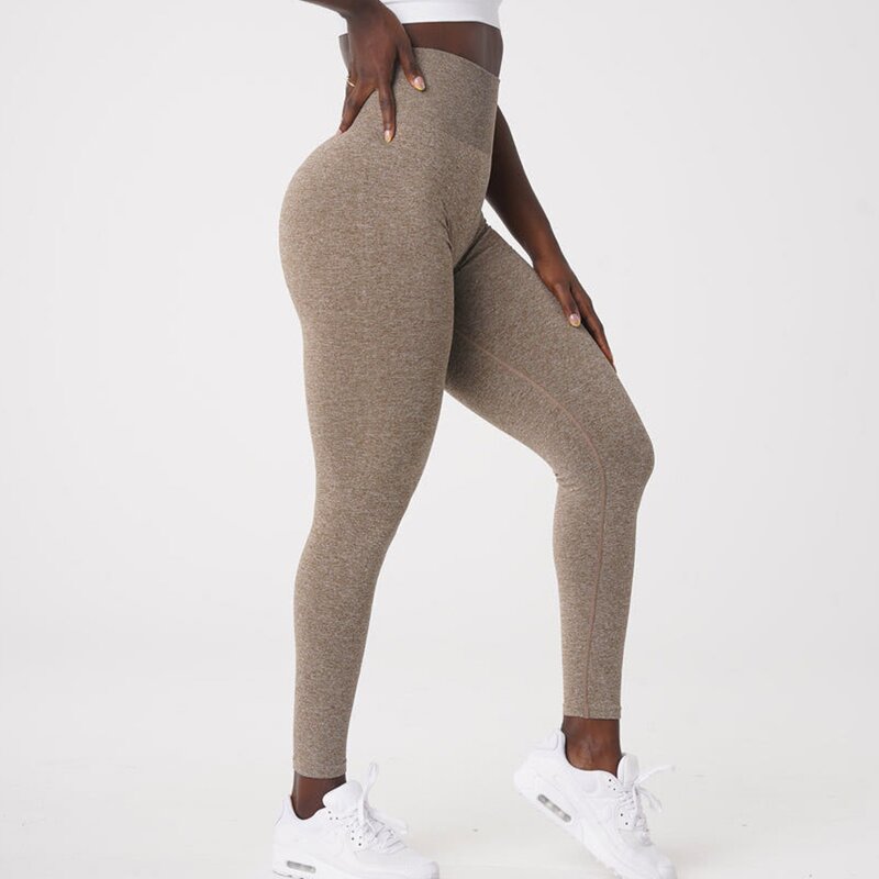 Women's Yoga Pants Manufacturer - 2024 Solid Color Hip Pleated Seamless Leggings Slim