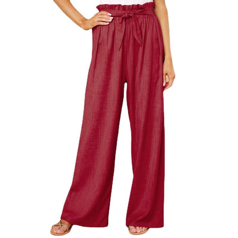 Women's Casual Pants Manufacturer - European American Loose Cotton Linen High Waisted