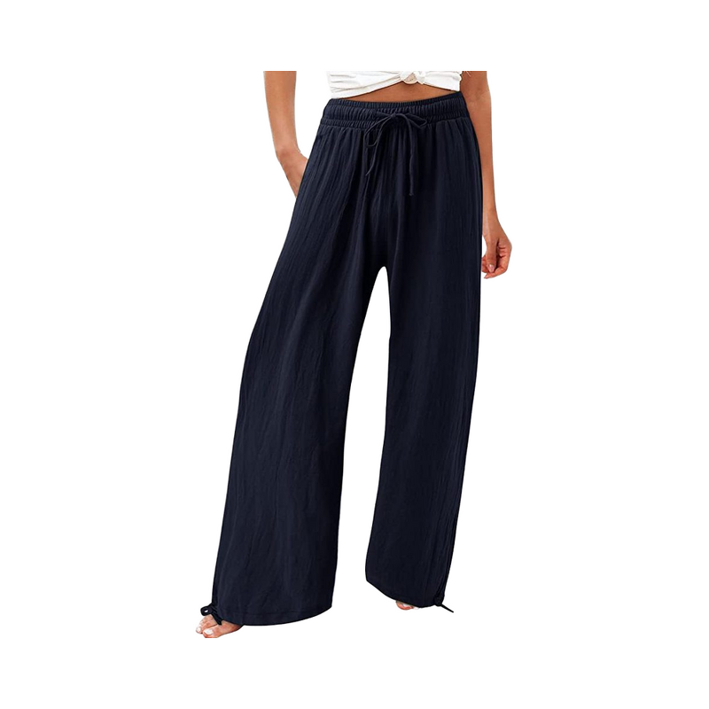 Women's Wide Leg Pants Manufacturer - 2025 Cotton Hemp Drawstring Waist Fashionable