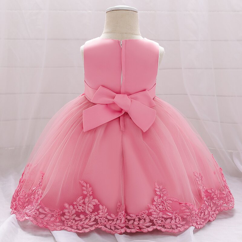 Baby Girl Dress Manufacturer - 2024 Flower Pompadour Solid Color Mesh Cute Children