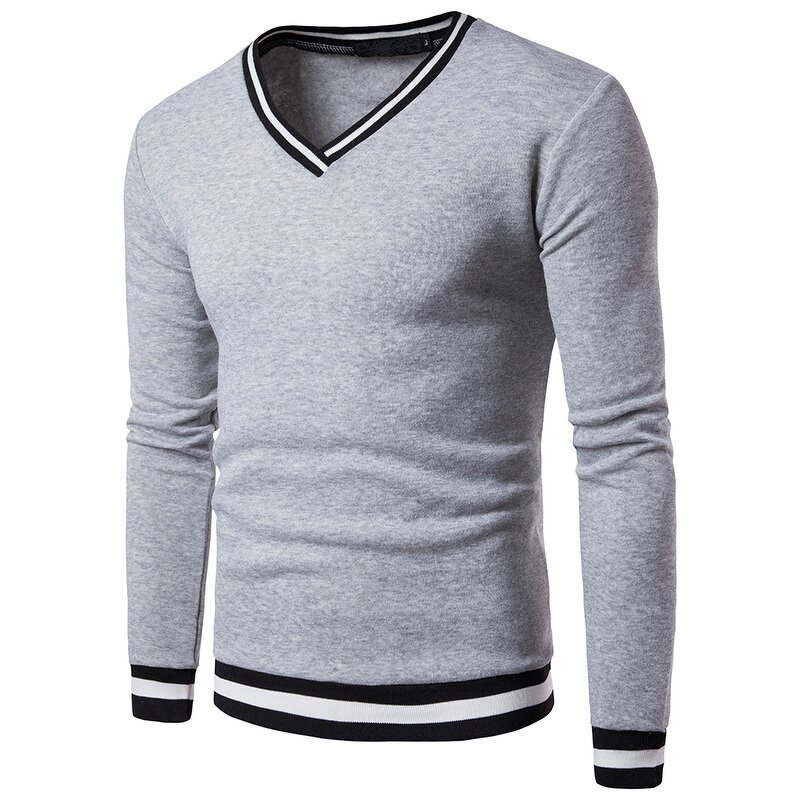 Men's Sweater Manufacturer - V-neck Long Sleeve Solid Color Spring Autumn Casual Fleece
