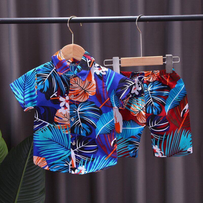 Boys' 2-Piece Set Manufacturer - 2024 Summer Short Sleeved Printed Shirt Casual
