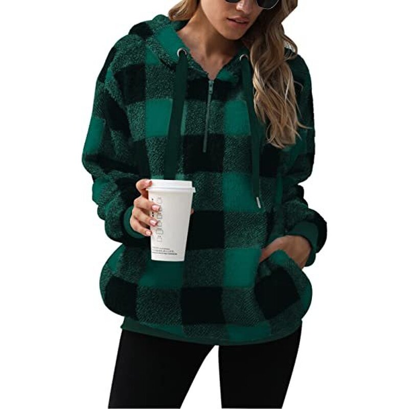 Women's Hooded Sweater Manufacturer - 2025 Long-sleeved Checkered Autumn Winter