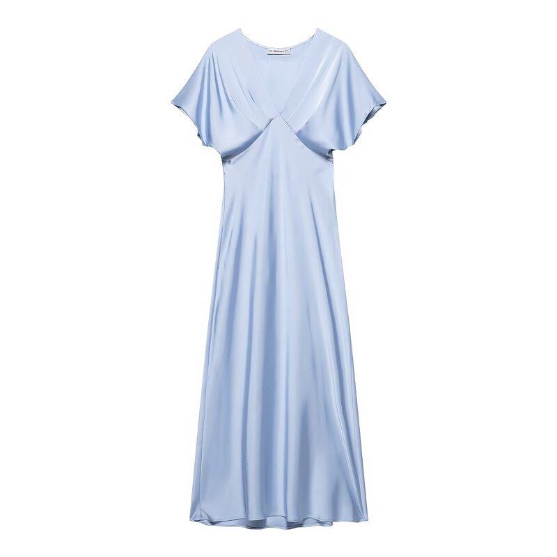 V-neck Dress Manufacturer - Short Sleeved Textured Sexy Elegant Formal Style