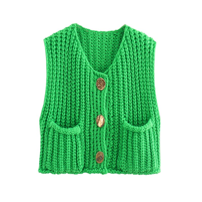 V-neck Knit Vest Manufacturer - Button Waistcoat Sleeveless for Women Spring Autumn