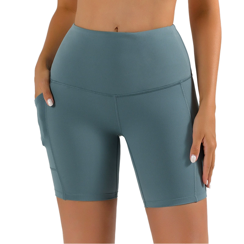 Women's Yoga Shorts Manufacturer - High Waist Hip Lifting Five Quarter Pockets Stretch