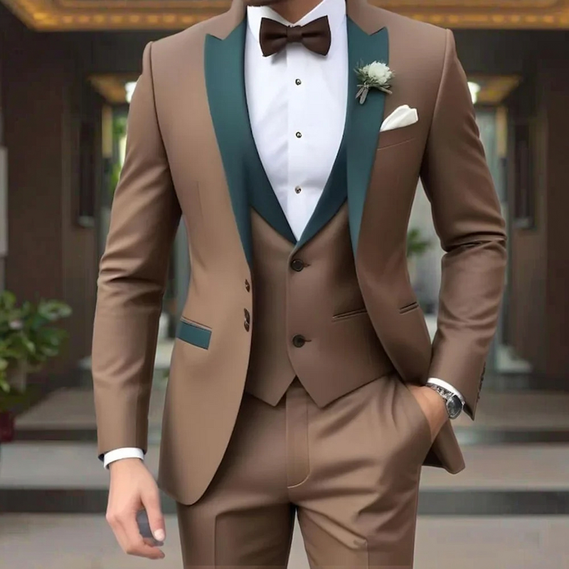 Men's Suit Set Manufacturer - 2025 Brown Single-breasted Slim Fit for Banquet Performance