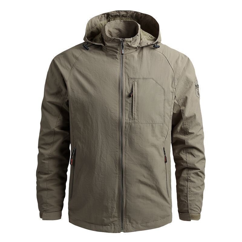 Hooded Jacket Manufacturer - Coated Windproof Loose Casual Zipper Hiking Camping